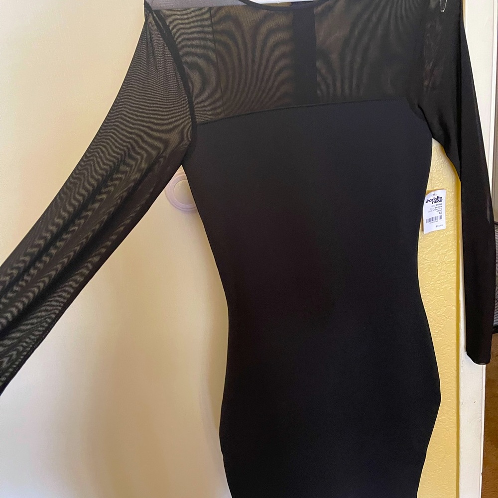 Black see through sleeves dress